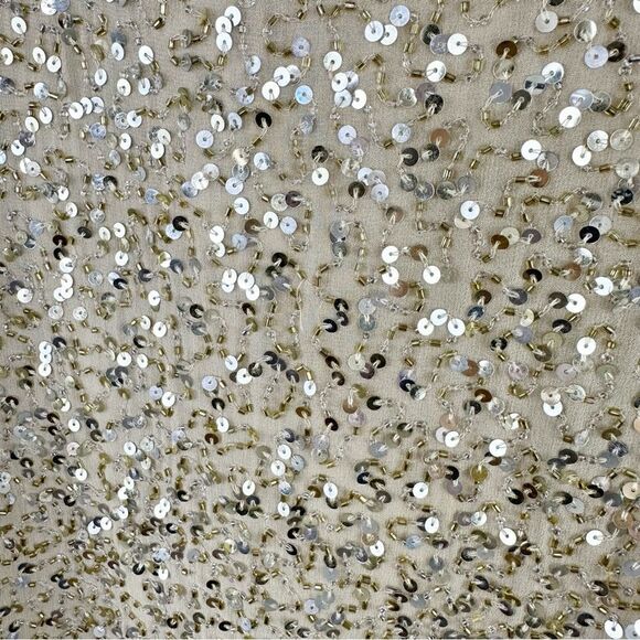 Aidan Mattox Silk Dress Gold Beaded Sequin Cold Shoulder Mini Cocktail Prom Sz 2 - Picture 8 of 15